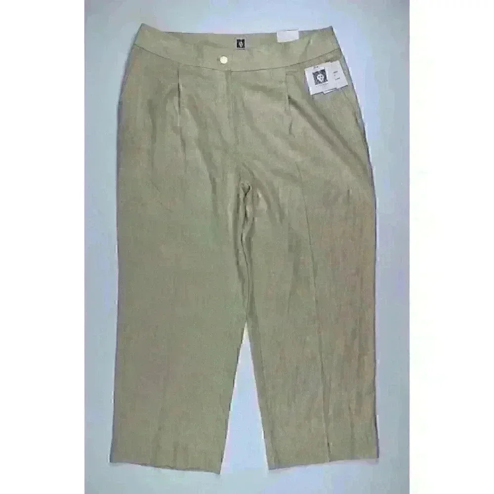 NEW! Anne Klein Women's 12 Linen-Blend High-Rise Crop Pants NWT $89